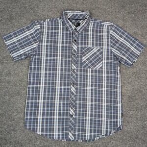 Magpul Industries Mens Large Western Blue Plaid Short Sleeve Snap Button Shirt